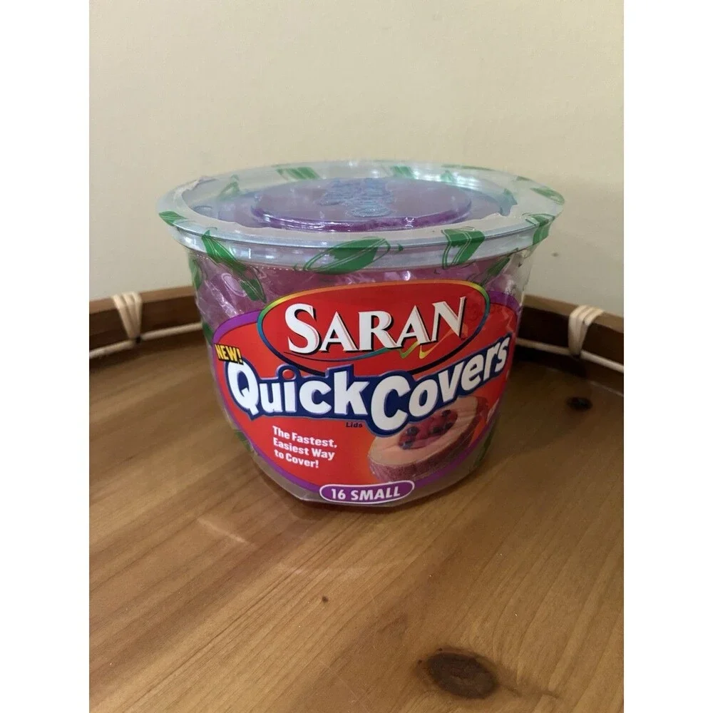 Saran Quick Covers 16 SMALL Clear Plastic Microwaveable Food Storage Lids